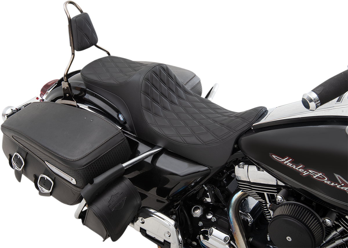 Drag Specialties Seats Predator III 2-Up Seat with Double Diamond Black Thread for Harley-Davidson FL '08-'23 | Part 0801-1304