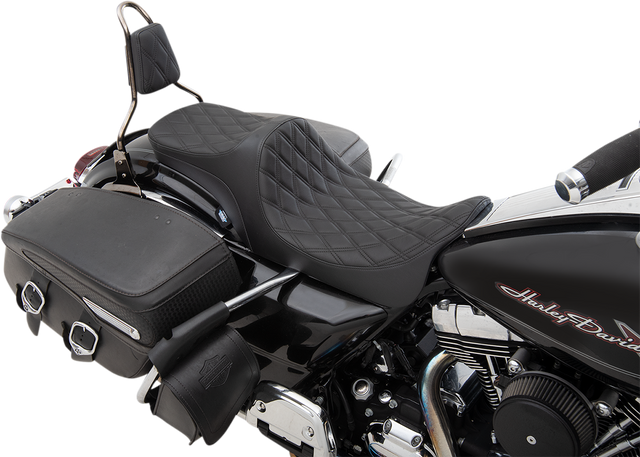 Drag Specialties Seats Predator III 2-Up Seat with Double Diamond Black Thread for Harley-Davidson FL '08-'23 | Part 0801-1304