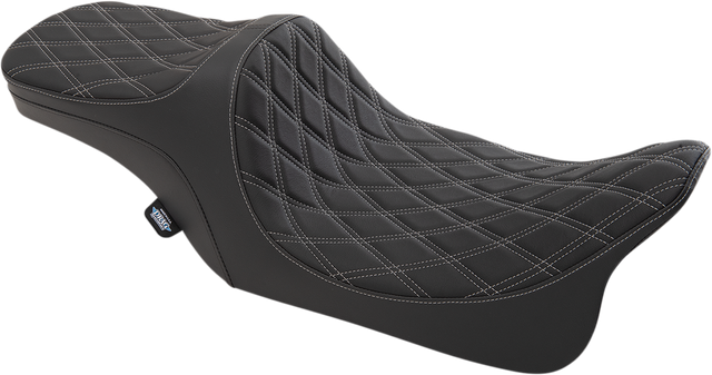 Drag Specialties Seats Predator III 2-Up Seat with Double Diamond Silver Thread for Harley-Davidson FL '99-'07