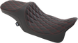 Drag Specialties Seats Predator III 2-Up Seat - Double Diamond Red Thread for Harley-Davidson FL '99-'07