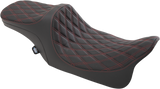Drag Specialties Seats Predator III 2-Up Seat - Double Diamond Red Thread for Harley-Davidson FL '99-'07