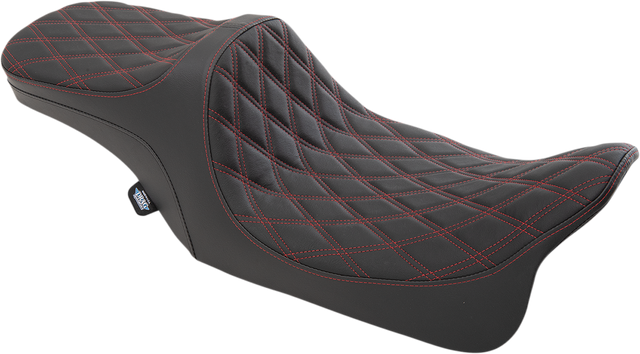 Drag Specialties Seats Predator III 2-Up Seat - Double Diamond Red Thread for Harley-Davidson FL '99-'07