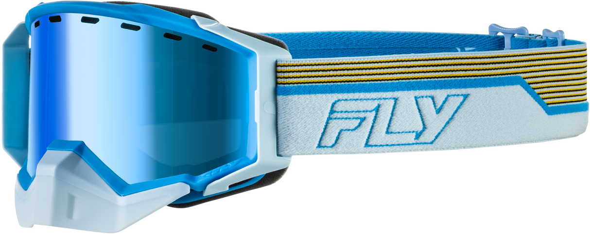 Fly Racing Zone Elite Sn Goggle with Dark Blue Mirror and Plrzd Amber Lens for ATV, Motocross, and Off-Road Vehicles