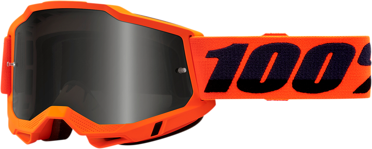 100% Accuri 2 Sand Goggle with Smoke Lens – Neon Orange, Fits Off-Road Vehicles and Dirt Bikes