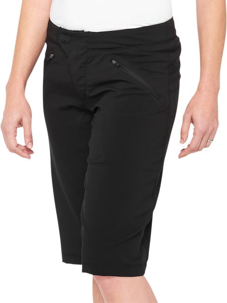 100% Ridecamp Women's Shorts with Adjustable Waist - Black, Part #40037-00000 for Cycling and Activewear