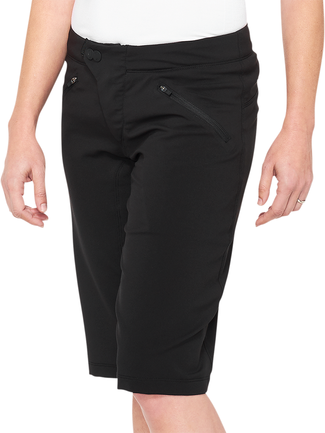 100% Ridecamp Women's Shorts with Adjustable Waist - Black, Part #40037-00000 for Cycling and Activewear