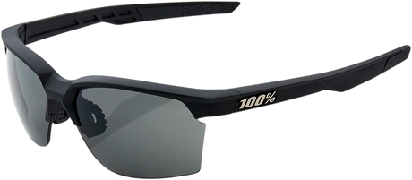 100% Sportcoupe Sunglasses with Smoke Lenses - Soft Tact Black - Model 61020-100-57 for Motorcycle, Cycling, and Outdoor Activities