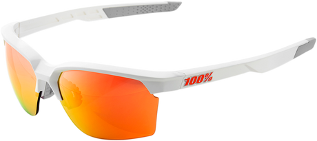 100% Sportcoupe Sunglasses - Soft Tact White with HiPER Red Multilayer Mirror Lens - Fits Motorcycle, Cycling, and Outdoor Sports