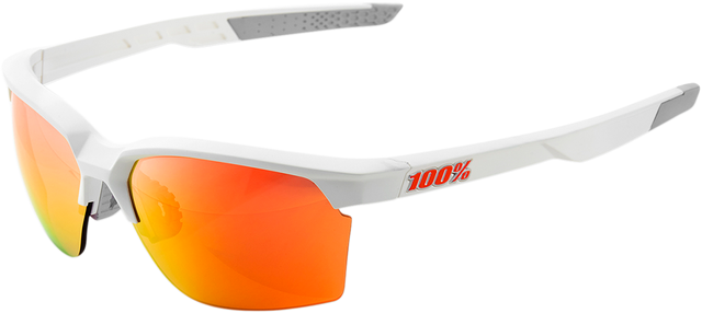 100% Sportcoupe Sunglasses - Soft Tact White with HiPER Red Multilayer Mirror Lens - Fits Motorcycle, Cycling, and Outdoor Sports
