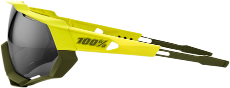 100% Speedtrap Sunglasses Soft Tact Banana with Black Mirror Lens - Fits Motorcycle, Cycling, and Outdoor Activities