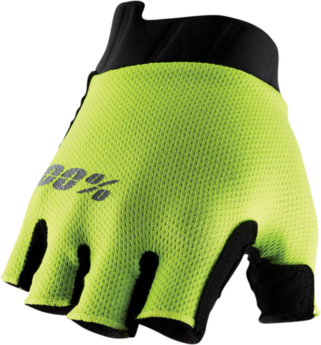 100% Exceeda Gel Short Finger Gloves - Fluorescent Yellow, Size Medium – MTB and Road Bike Fit
