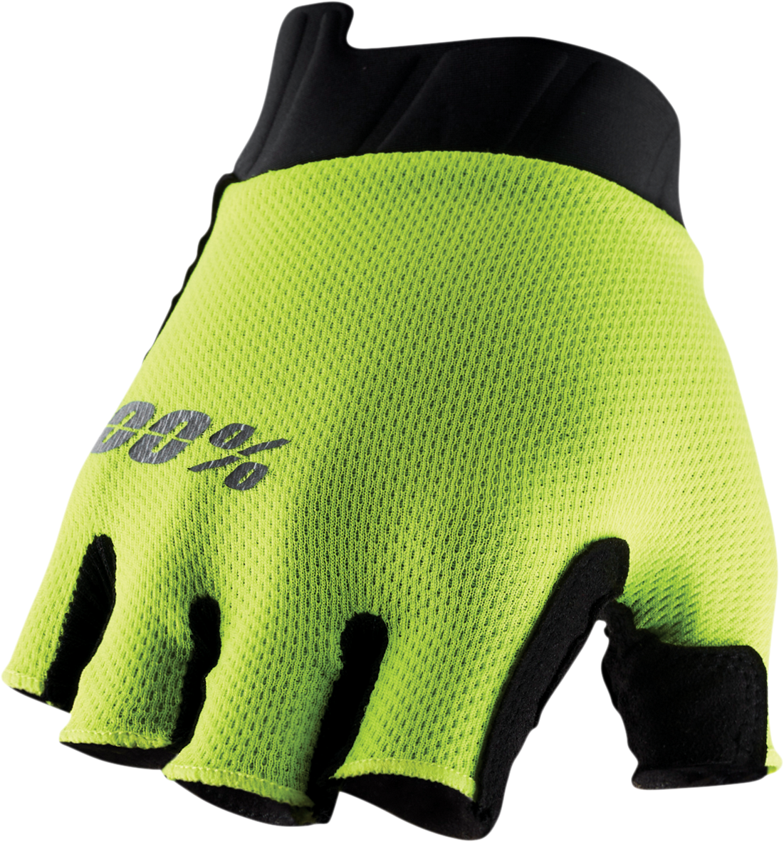 100% Exceeda Gel Short Finger Gloves - Fluorescent Yellow, Small | MTB & BMX Cycling Gloves with Perforated Clarino™ Palm and Reflective Print