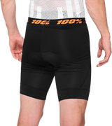 100% Crux Liner Shorts - Black with Cytech Chamois for Men, US 30