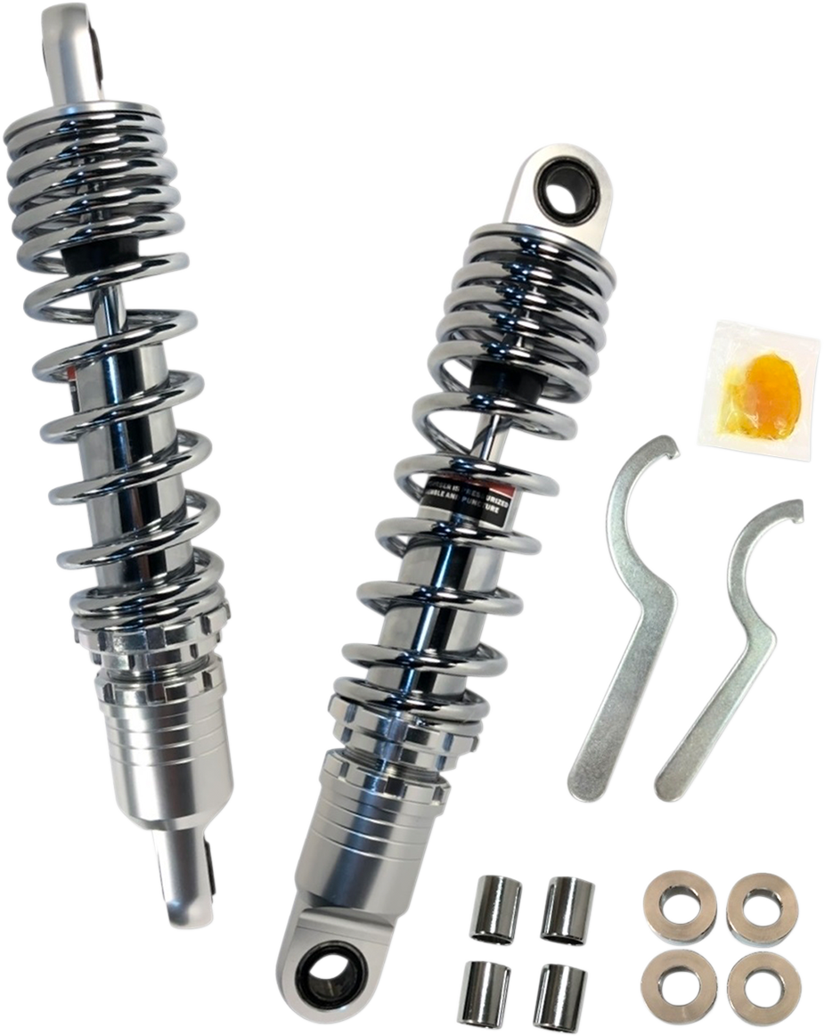 Drag Specialties Shocks Premium Ride-Height Adjustable Shock Absorbers - 12.5 Inches - Chrome - Fits Harley-Davidson Touring Models C16-0167NUA