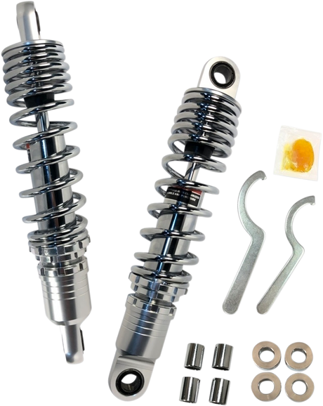 Drag Specialties Shocks Premium Ride-Height Adjustable Shock Absorbers - 12.5 Inches - Chrome - Fits Harley-Davidson Touring Models C16-0167NUA
