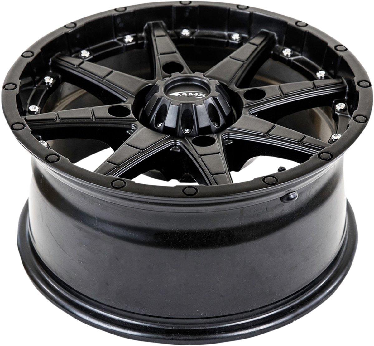 AMS Roll'n 105 Wheel - 14x7 Inch Black Alloy with 4/110 Bolt Pattern for Jeep and Truck Vehicles Part #4749-046AS