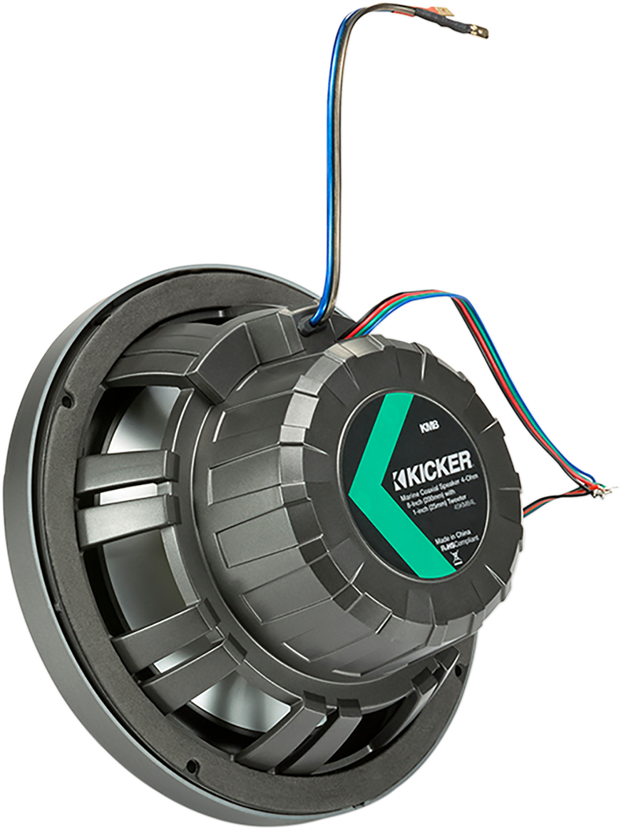 KICKER 8-Inch 45KM84L Marine Speakers with 7-Color LED – Fits Boats and Outdoor Vehicles