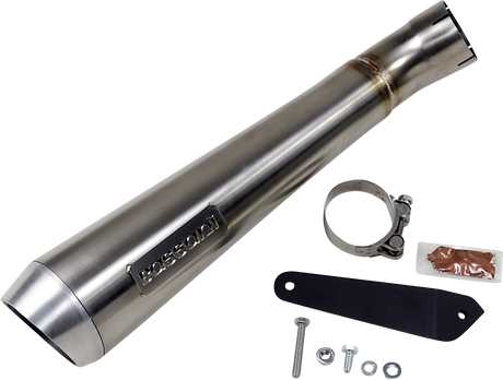 BASSANI XHAUST 4" Short Megaphone Muffler without Catalytic Converter - Low Mount 8F127SS