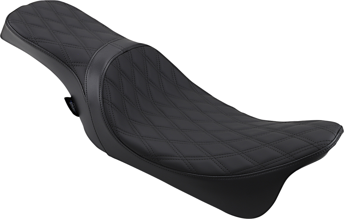 Drag Specialties Seats Predator 2-Up Seat for Harley-Davidson FL Models (2008-2023) - Double Diamond Black Stitching