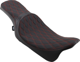 Drag Specialties Seats Predator 2-Up Seat with Double Diamond Pattern and Red Stitching for Harley-Davidson FL 2008-2023 – Part Number 0801-1272