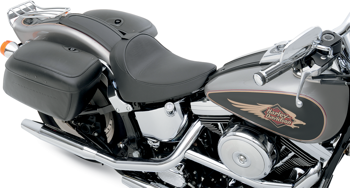 DRAG SPECIALTIES SEATS Solo Seat with Driver Backrest for Harley FXST/FLST 1984-1999 - Smooth Finish