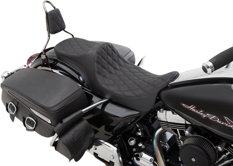 Drag Specialties Seats Predator III 2-Up Seat with Double Diamond Black Thread for Harley-Davidson FL '08-'23 | Part 0801-1304