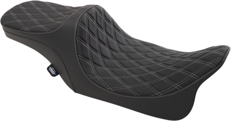 Drag Specialties Seats Predator III 2-Up Seat with Double Diamond Silver Thread for Harley-Davidson FL '99-'07