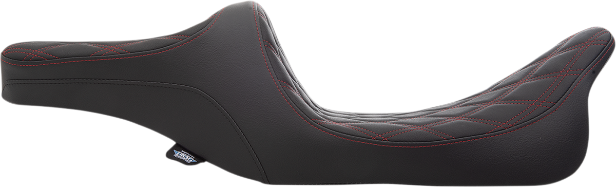 Drag Specialties Seats Predator III 2-Up Seat - Double Diamond Red Thread for Harley-Davidson FL '99-'07