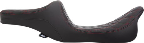Drag Specialties Seats Predator III 2-Up Seat - Double Diamond Red Thread for Harley-Davidson FL '99-'07