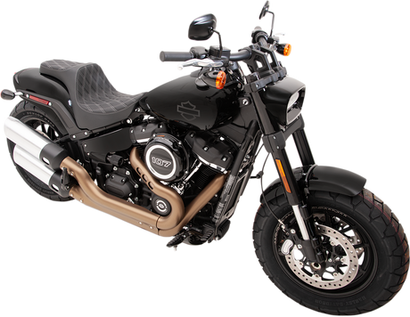 Drag Specialties Seats Predator III Seat for Harley-Davidson FXFB/S '18-'23 with Double Diamond Silver Stitching