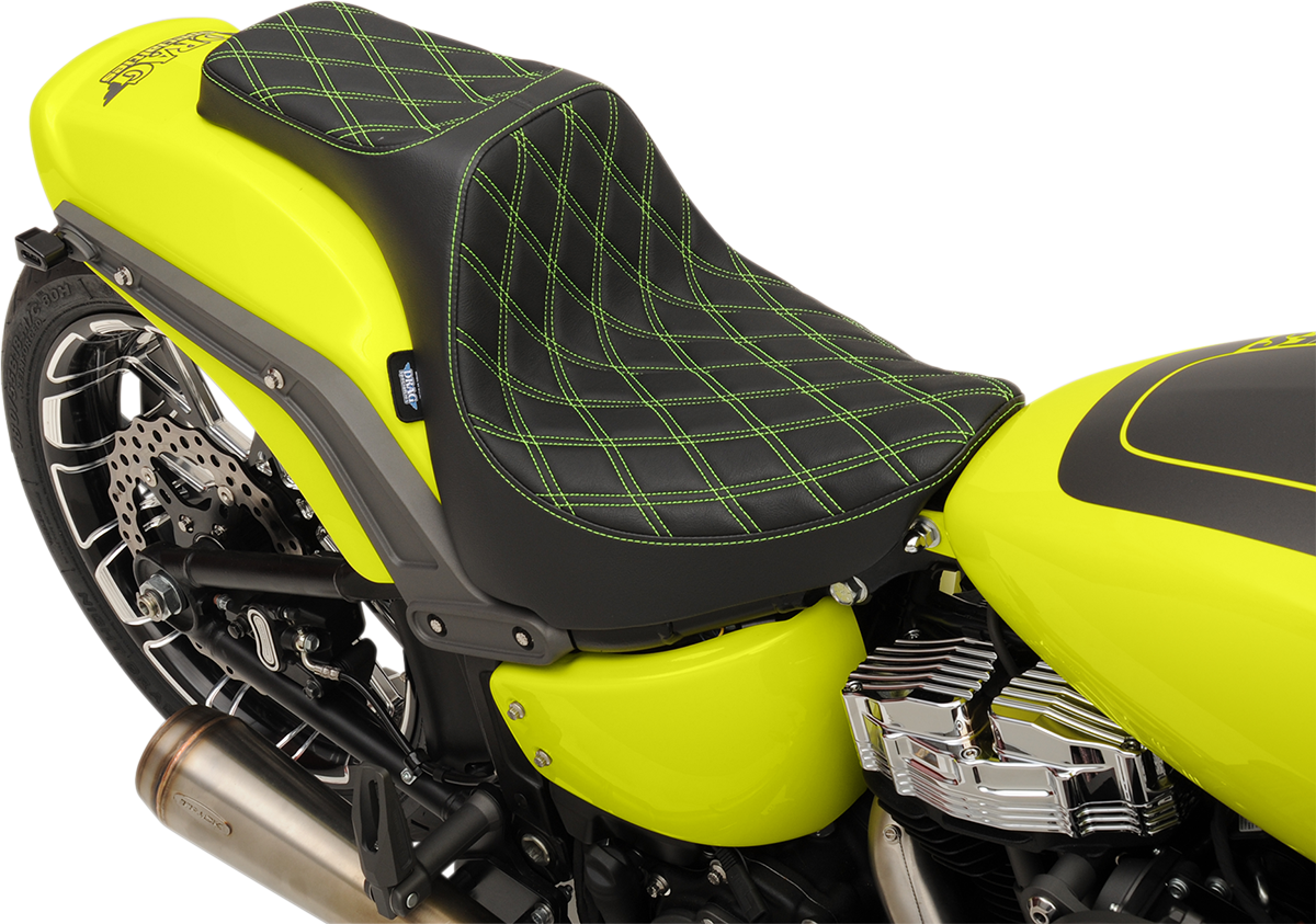 Drag Specialties Seats Predator III Seat for Harley-Davidson FXFB/S '18-'23 with Double Diamond Silver Stitching