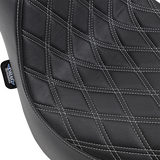 Drag Specialties Seats Predator III Seat for Harley-Davidson FXFB/S '18-'23 with Double Diamond Silver Stitching