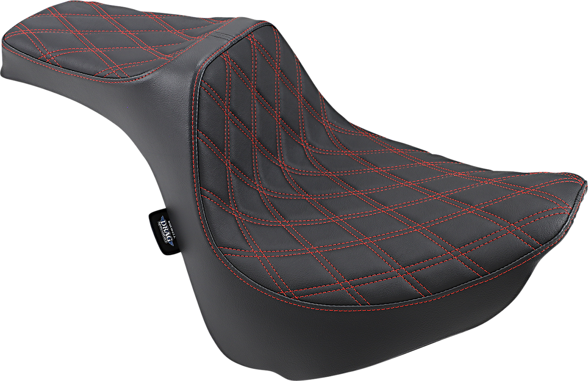 Drag Specialties Seats Predator III Seat - Double Diamond with Red Stitching for Harley FXFB/S '18-'23 | Model 0802-1074
