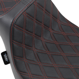 Drag Specialties Seats Predator III Seat - Double Diamond with Red Stitching for Harley FXFB/S '18-'23 | Model 0802-1074