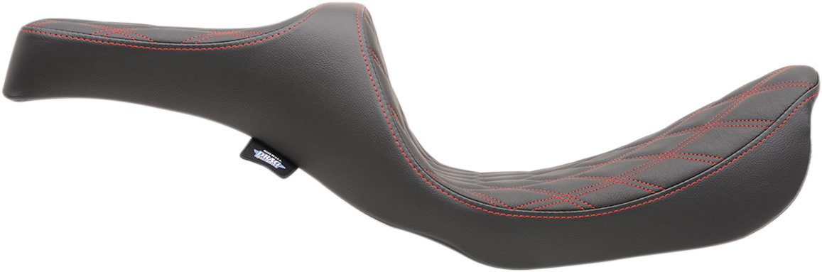 Drag Specialties Seats Predator III Double Diamond Seat with Red Stitching for Harley FXD/FLD 2006-2017 – Model 0803-0604