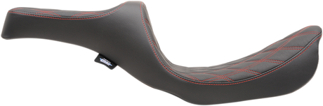 Drag Specialties Seats Predator III Double Diamond Seat with Red Stitching for Harley FXD/FLD 2006-2017 – Model 0803-0604