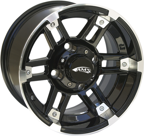 AMS Roll'n 104 Wheel - Machined Black Finish for 12x7 inch Vehicles with 4/110 Bolt Pattern