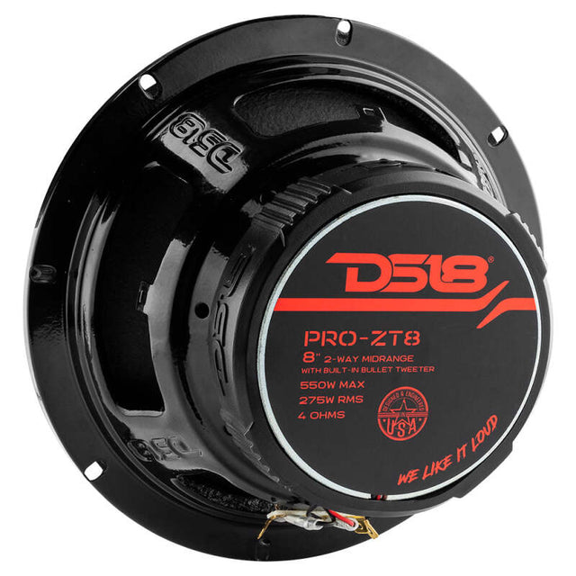 DS18 PRO-ZT8 8-inch Coaxial Loudspeaker – 275 Watts RMS, 4 Ohm, Water-Resistant for Car Audio Systems