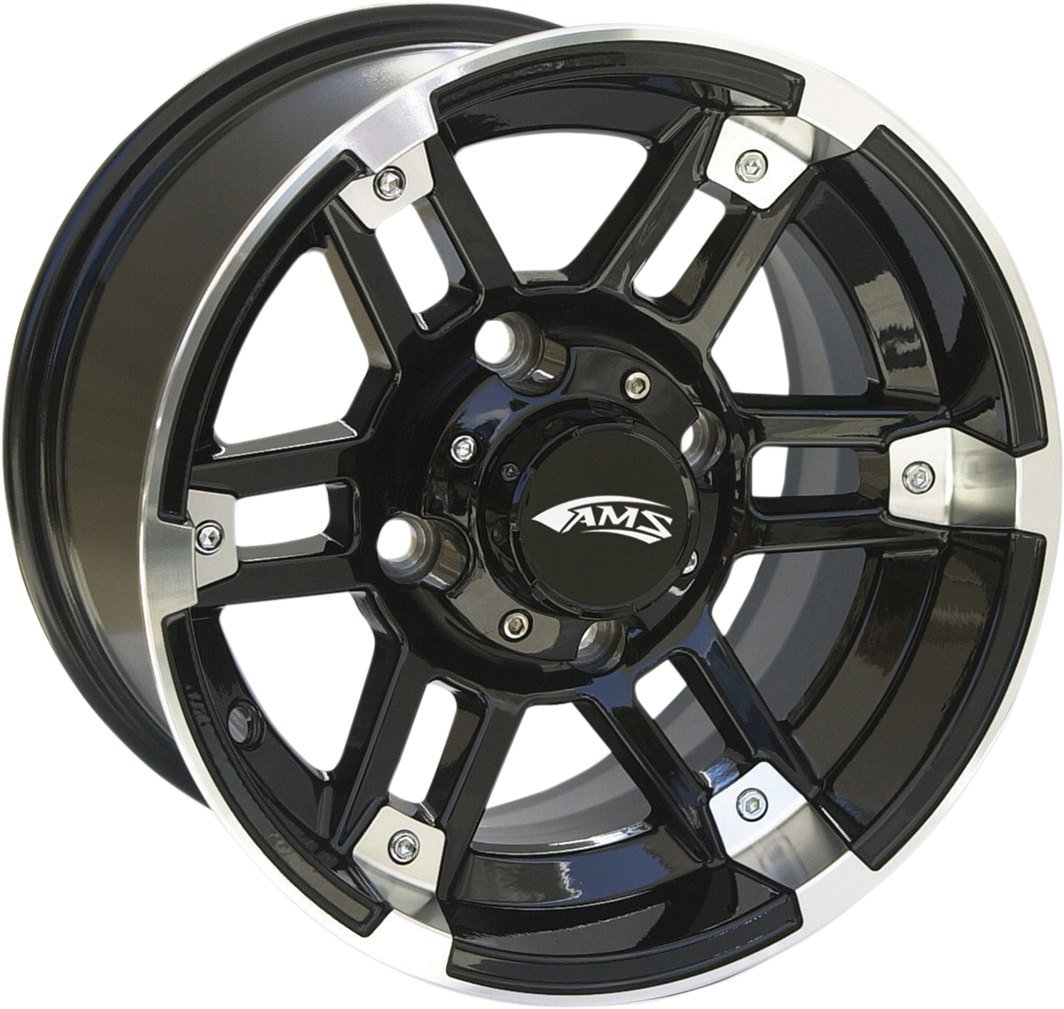 AMS Roll'n 104 Wheel - Machined Black Finish, 12x7 Inch Fitment for Jeep, Toyota, Ford and More - Part Number 0230-0759