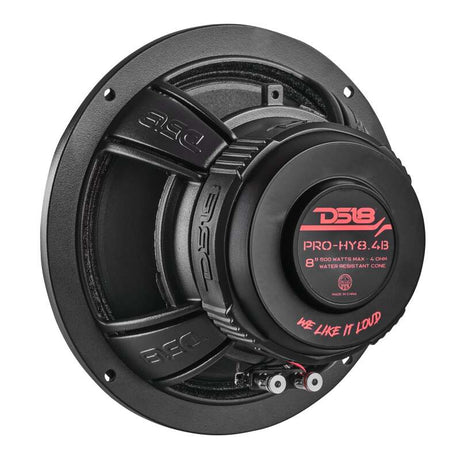 DS18 PRO-HY8.4B 8-Inch 250 Watt RMS 4 Ohm Mid-Range Loudspeaker with Water Resistant Cone for Automotive