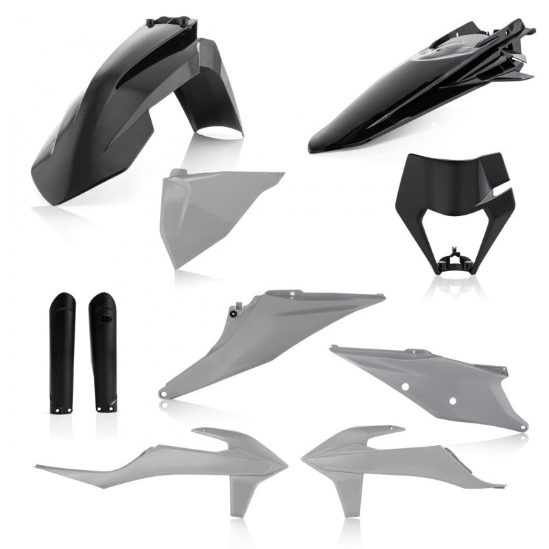 Acerbis Full Plastic Kit for KTM 150-500 XCF-W, XC-W-tpi, EXC-tpi, and EXC-F Models (2019-2023) - Gray/Black