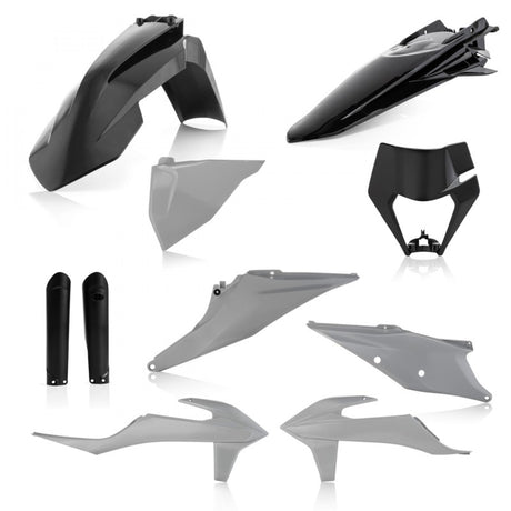 Acerbis Full Plastic Kit for KTM 150-500 XCF-W, XC-W-tpi, EXC-tpi, and EXC-F Models (2019-2023) - Gray/Black