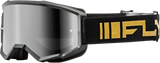 FLY Racing Zone Goggle Black/Gold with Silver Mirror Smoke Lens – Youth and Adult Fitment