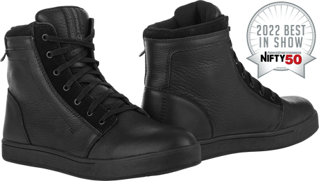 Highway 21 Axle Leather Waterproof Motorcycle Shoes – Black, Size 8 – Compatible with Harley-Davidson, Honda, Yamaha, Suzuki, Kawasaki