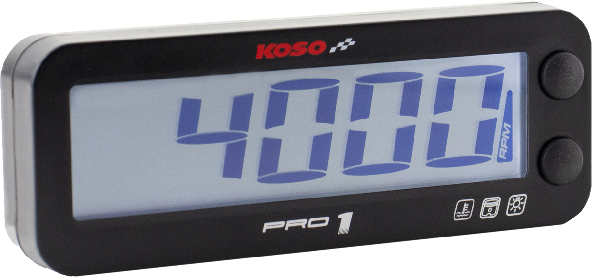 KOSO Pro 1 RPM and Temperature Meter with Vehicle Compatibility for ATVs, Motorcycles, and Personal Watercraft