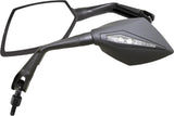KOSO Apex M10 Mirrors with Indicators for Motorcycle - Matte Black Shell, Clear Lens, M10 Size