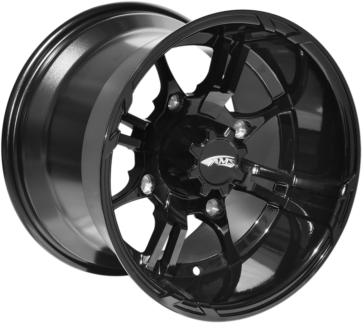 AMS Roll'n 108 Wheel - Rear - 15x10 Inch Black - Fits 4/137 Bolt Pattern with Center Cap - Part Number 5000-032BS