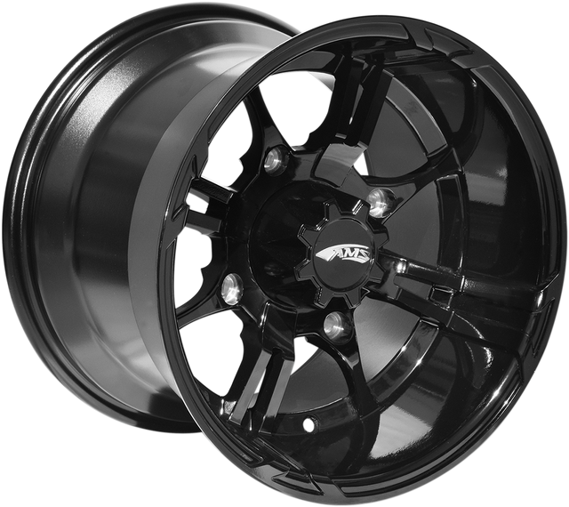 AMS Roll'n 108 Wheel - Rear - 15x10 Inch Black - Fits 4/137 Bolt Pattern with Center Cap - Part Number 5000-032BS