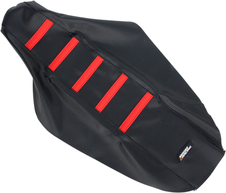 MOOSE OFFROAD Ribbed Seat Cover - Black Cover/Red Ribs - Honda CR12500-331RT
