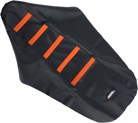 Moose Offroad KTM25003-336RT Ribbed Seat Cover for KTM 250 SX, SX-F, and XC Models - Black with Orange Ribs
